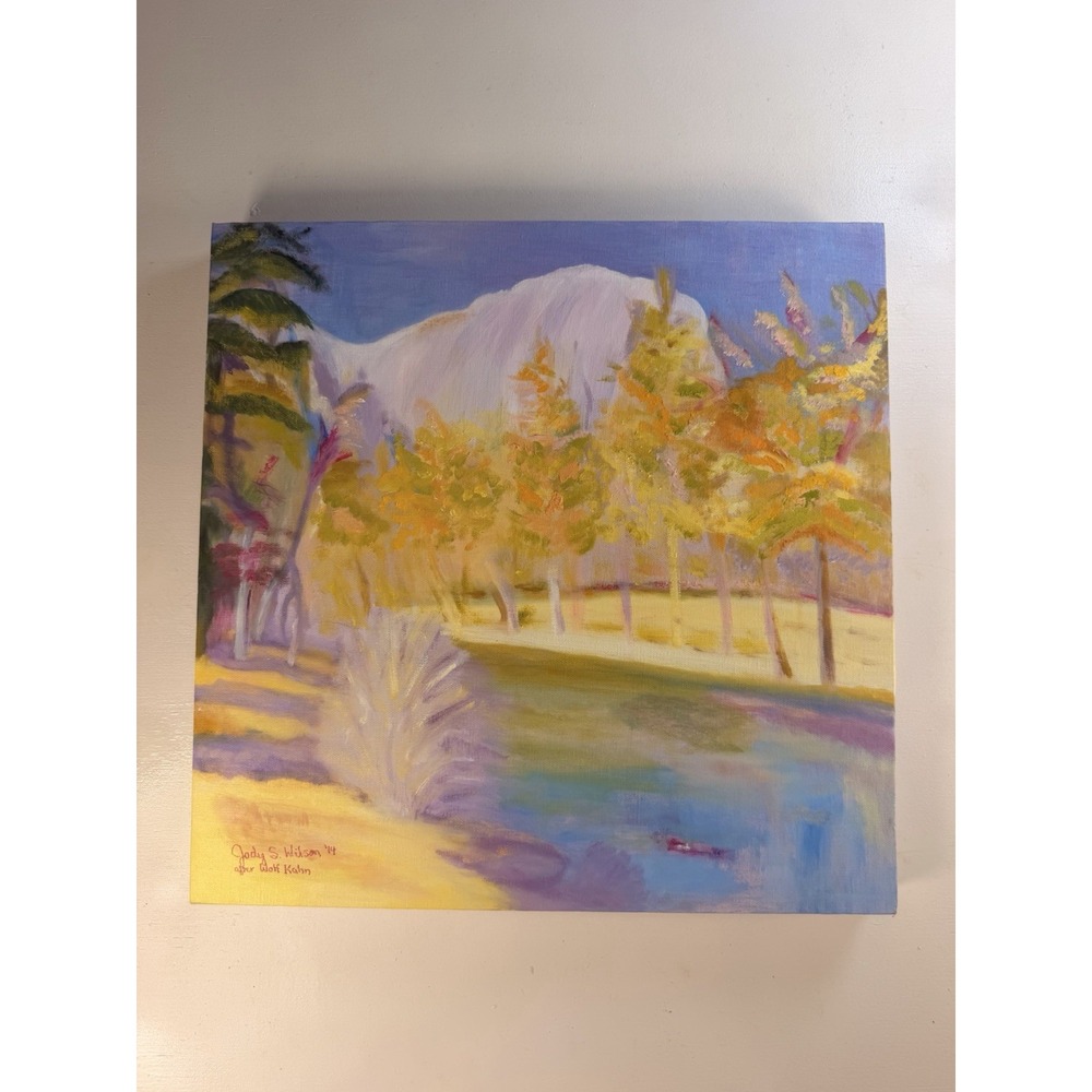 Jody Wilson Oil Painting Landscape 16x16 Purple Mountain Impressionist Signed
